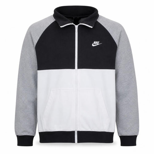 Nike Mens Black Grey Track Jacket Size M Full Zip Fleece