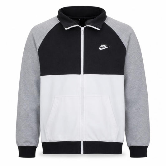 Nike Mens Black Grey Track Jacket Size M Full Zip Fleece