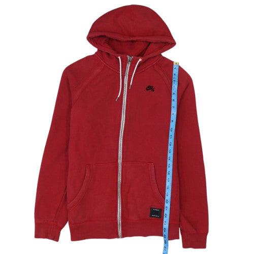 Nike SB Mens Red Full Zip Hoodie M Regular Cotton Fleece Sweatshirt