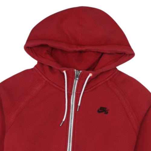 Nike SB Mens Red Full Zip Hoodie M Regular Cotton Fleece Sweatshirt