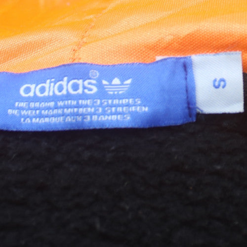 Adidas Men's Black Full Zip Hoodie S Orange Logo Fleece Sportswear