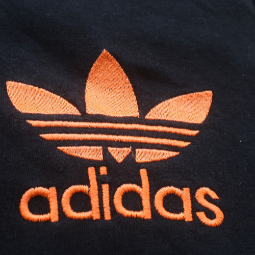 Adidas Men's Black Full Zip Hoodie S Orange Logo Fleece Sportswear