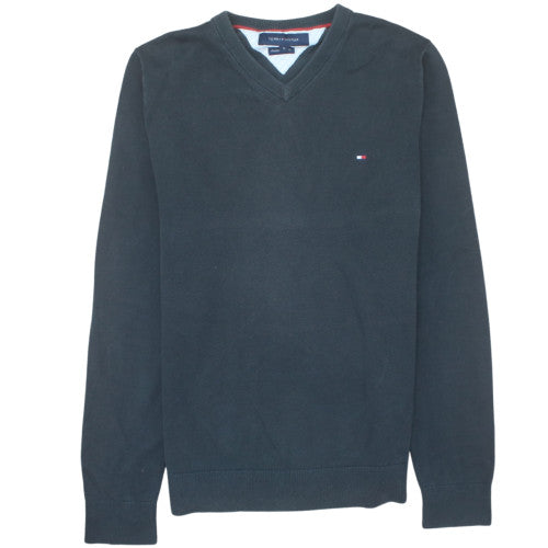 Tommy Hilfiger Men's Black V-Neck Cotton Pullover Jumper M