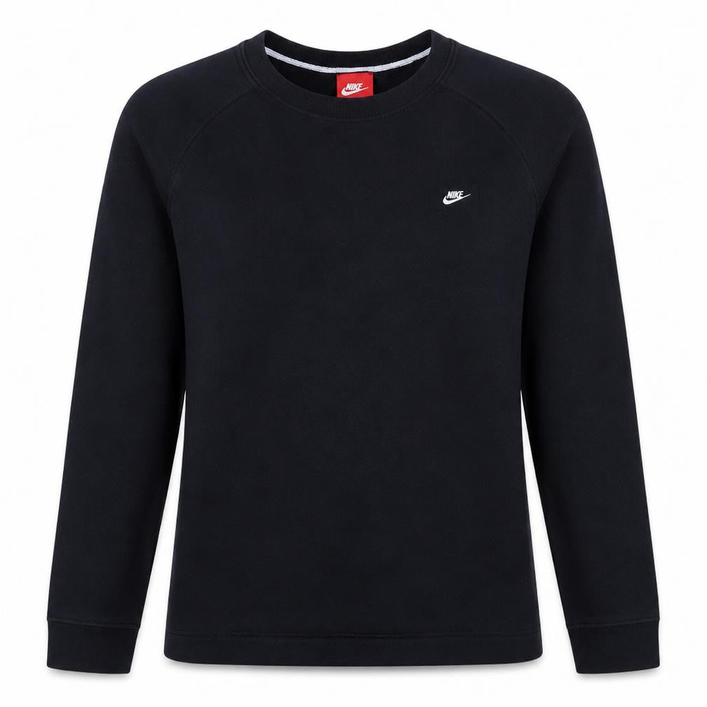 Front view of Nike Women's Black Cotton Blend Crew Neck Pullover Sweatshirt M