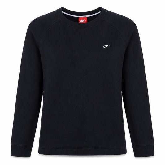 Front view of Nike Women's Black Cotton Blend Crew Neck Pullover Sweatshirt M