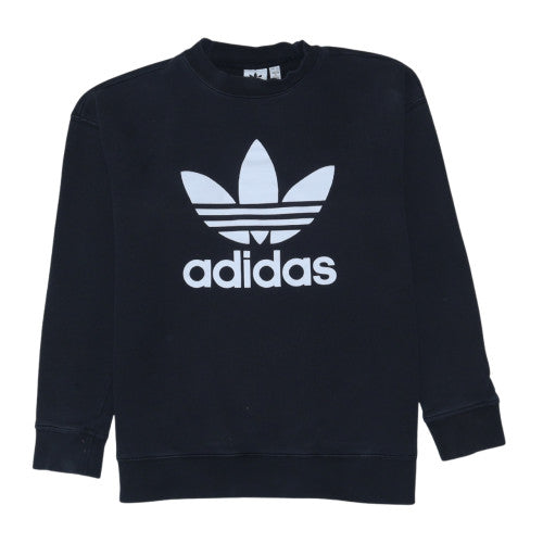 Adidas Womens Black Crew Neck Pullover Sweatshirt Size 12 Cotton