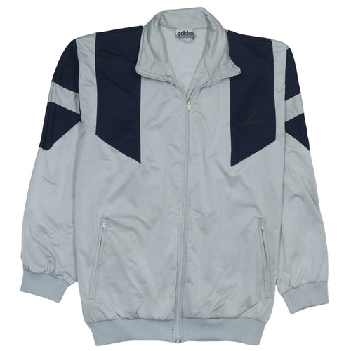 Adidas Men's Grey Track Jacket L Colourblock Retro Sports Zip Top