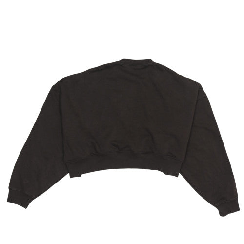 Nike Women Black Cropped Pullover Sweatshirt L Logo Crew Neck