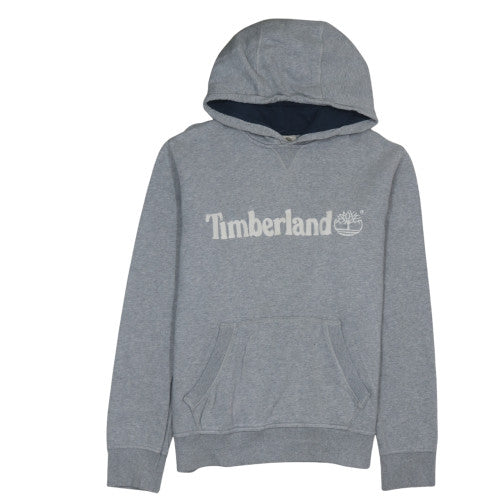 Timberland Men's Grey Pullover Hoodie L Logo Fleece Sweatshirt