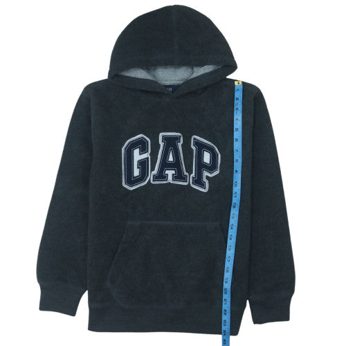GAP Boys Black Hooded Pullover Sweatshirt 12-13 Years Fleece Logo
