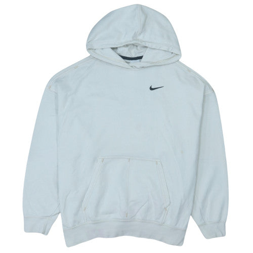 Nike Women White Pullover Hoodie M Cotton Blend Logo Sportswear