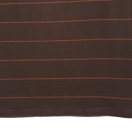 Dickies Women's Brown Striped Long Sleeve Cotton Polo Shirt Size L