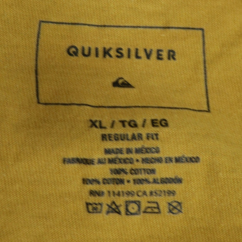 Quiksilver Men's Yellow XL Regular Fit Cotton Graphic T-Shirt
