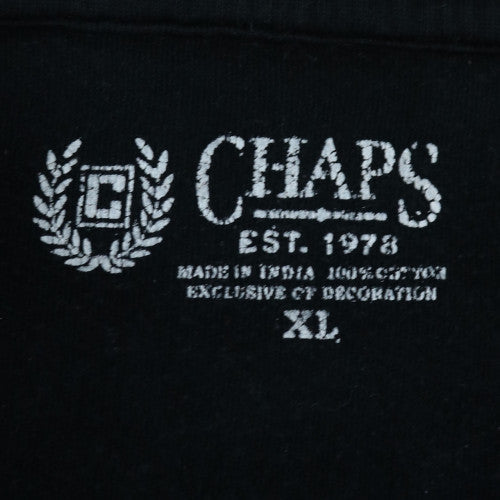 Chaps Men's Black Cotton Short Sleeve Polo Shirt XL