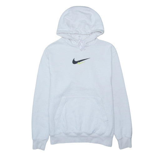 Nike Women White Pullover Hoodie Medium Logo Print Casual