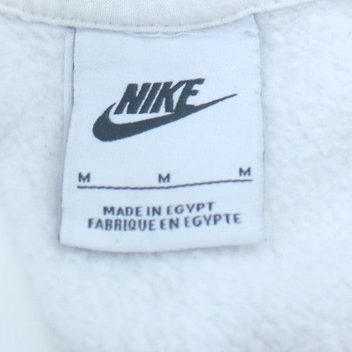 Nike Women White Pullover Hoodie Medium Logo Print Casual
