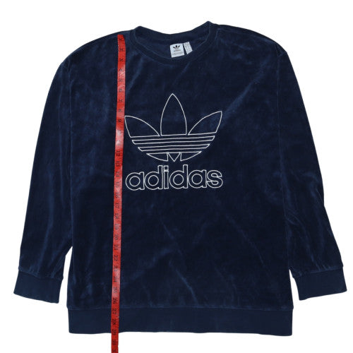 Adidas Womens Navy Velour Crew Neck Pullover Sweatshirt 2XL
