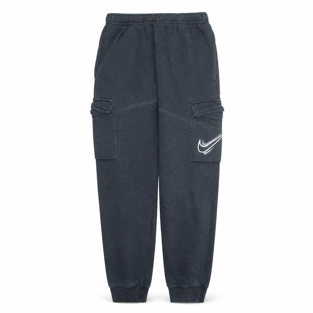 Front view of Nike Men Black Cargo Jogger Fleece Trousers M Regular Fit