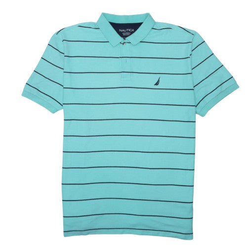 Nautica Men's Blue Striped Classic Fit Performance Polo XXL