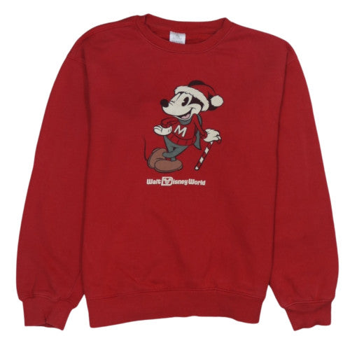 Disney Women Red Mickey Mouse Christmas Sweatshirt Size M