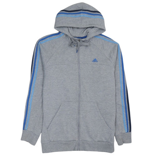 Adidas Men's Grey Full Zip Hoodie L Cotton Blend Sportswear