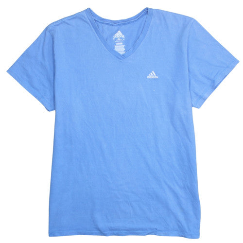 Adidas Men's Blue V-Neck Short Sleeve Cotton T-Shirt 2XL