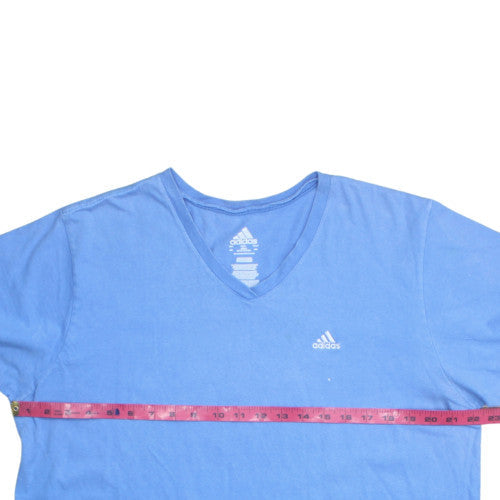 Adidas Men's Blue V-Neck Short Sleeve Cotton T-Shirt 2XL