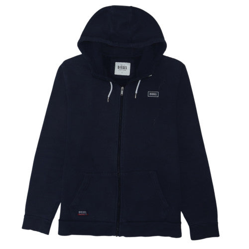 Diesel Men's Black Full Zip Hoodie L Regular Fit Cotton Blend