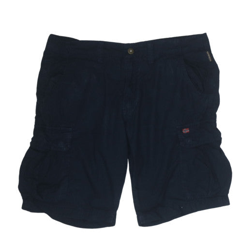 Napapijri Men Blue Cargo Shorts Size 34 Regular Fit Cotton