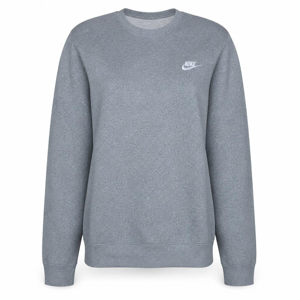 Front view of Nike Women's Grey Crew Neck Pullover Sweatshirt, size S