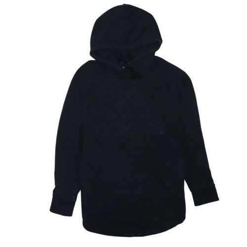 Adidas Womens Black Pullover Hoodie Size M Logo Fleece Sweatshirt