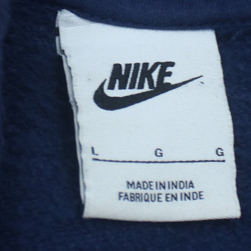 Nike Men's Navy Blue Pullover Hoodie Large Cotton Fleece