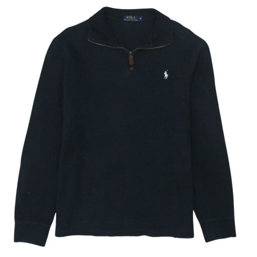 Ralph Lauren Men's Black Cotton 1/4 Zip Jumper Size M