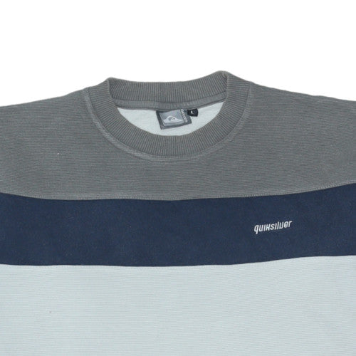 Quiksilver Men's Grey Colour Block Crew Neck Sweatshirt M