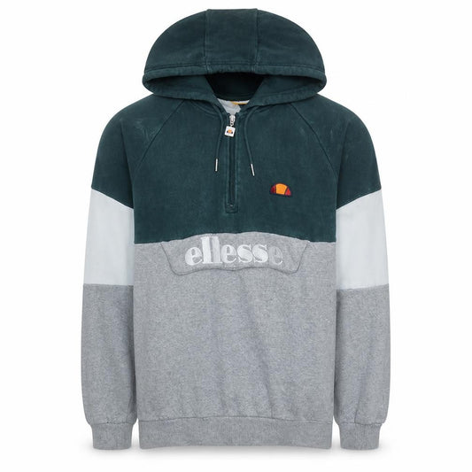 Front view of Ellesse men’s grey colour block 1/2 zip hoodie m