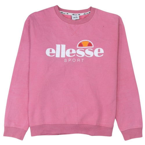 Ellesse Women Pink Crew Neck Pullover Sweatshirt UK 14 Cotton Blend