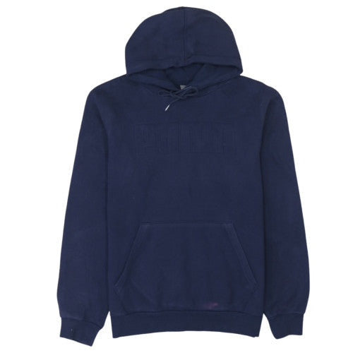 Puma Men's Blue Pullover Hoodie Small Fleece Logo Sportswear
