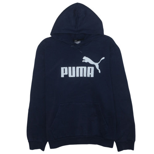 Puma Mens Blue Pullover Hoodie Size L Graphic Logo Sportswear