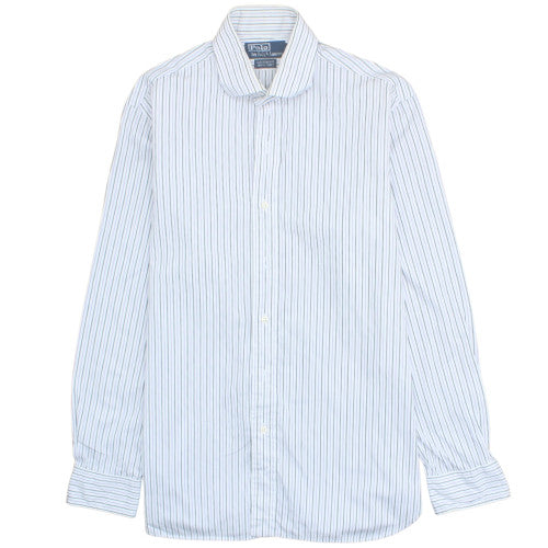 Polo Ralph Lauren Men's White Striped 15.5 Slim Fit Button-Up Shirt
