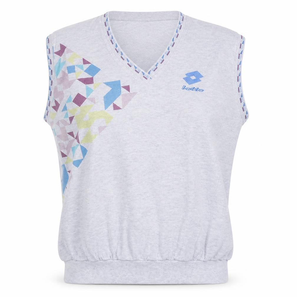 Lotto Women's Grey Sleeveless Geometric V-Neck Tank Top L