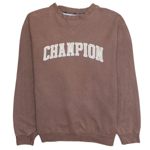 Champion Mens Brown Crew Neck Pullover Sweatshirt Size L