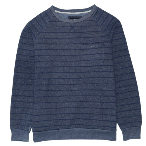 Quiksilver Mens Blue Striped Crew Neck Pullover Sweatshirt XL