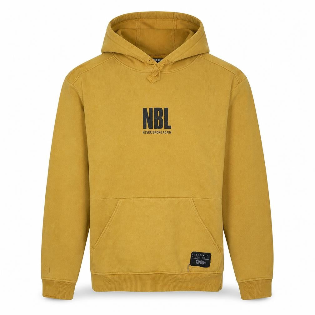 NBL Men's Yellow Pullover Hoodie Size L Regular Fit Graphic Sportswear