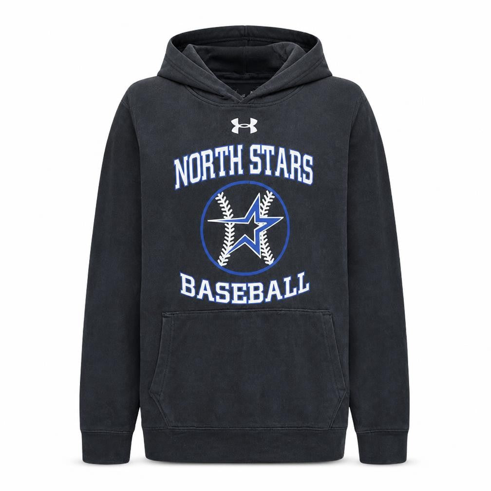 Under Armour Men's Black Pullover Hoodie M North Stars Baseball Fleece