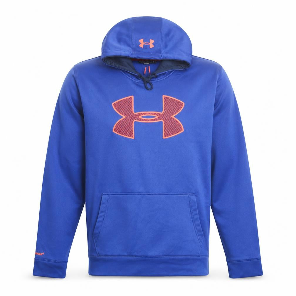 Front view of Under Armour Men's Blue XL Pullover Hoodie with Logo Graphic