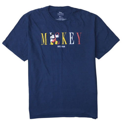 Disney Mickey Mouse Navy Blue Men's 2XL Cotton Graphic T-Shirt
