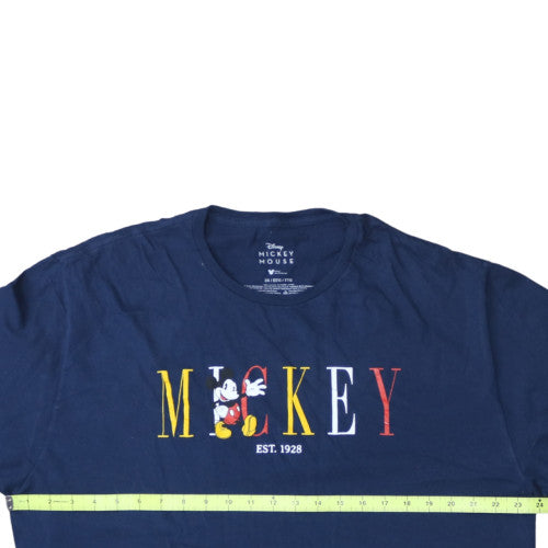 Disney Mickey Mouse Navy Blue Men's 2XL Cotton Graphic T-Shirt