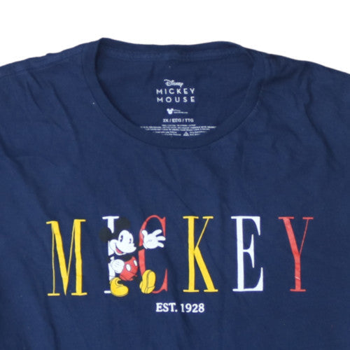 Disney Mickey Mouse Navy Blue Men's 2XL Cotton Graphic T-Shirt