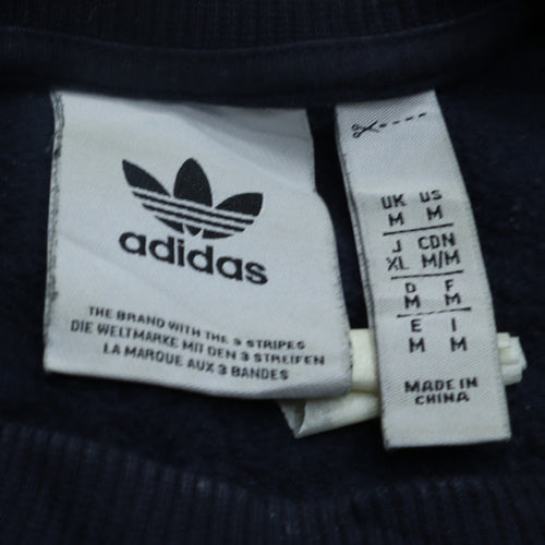 Adidas Men's Blue Grey Pullover Sweatshirt M Retro Graphic Logo Jumper