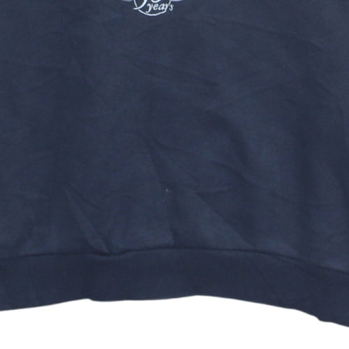 Adidas Men's Blue Grey Pullover Sweatshirt M Retro Graphic Logo Jumper